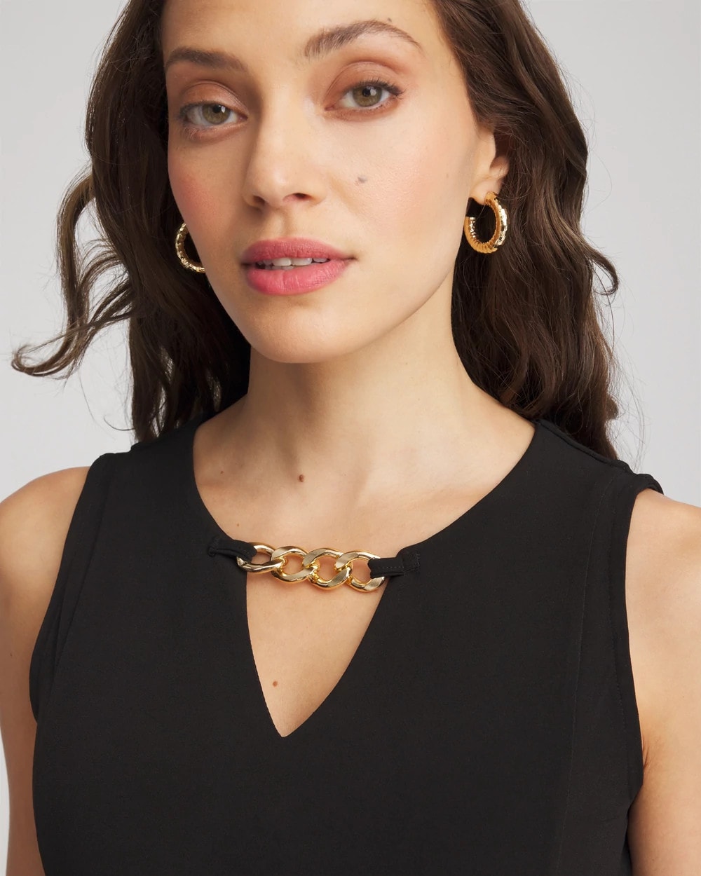 Chico's - Petite Travelers™ Jersey Knit Chain-Trim Jumpsuit