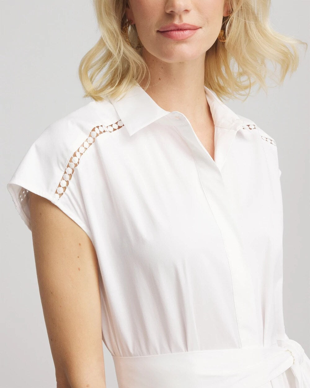 Chico's - Petite Poplin Circle Trim Maxi Shirtdress