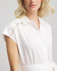 Chico's - Petite Poplin Circle Trim Maxi Shirtdress