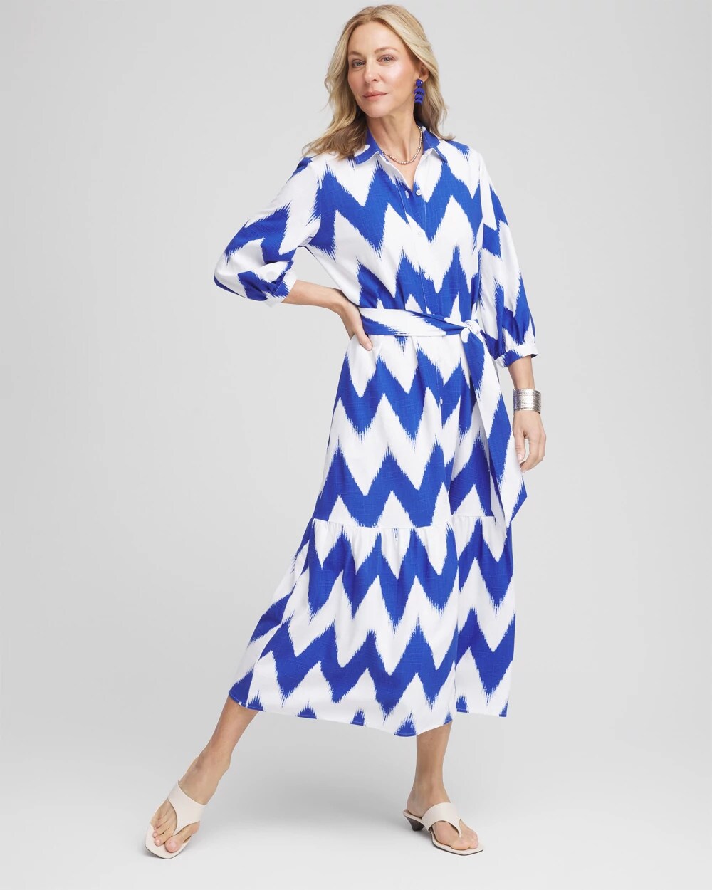 Chico's - Petite Chevron Striped Shirtdress