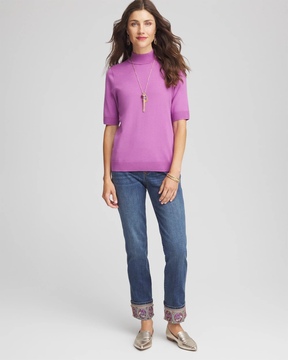 Chico's - Petite Embellished Pull-On Slim Ankle Jeggings