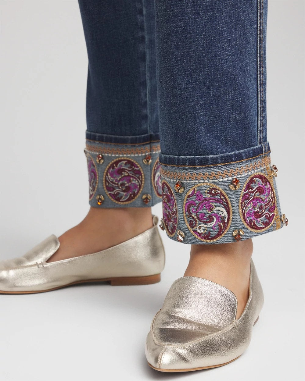 Chico's - Petite Embellished Pull-On Slim Ankle Jeggings