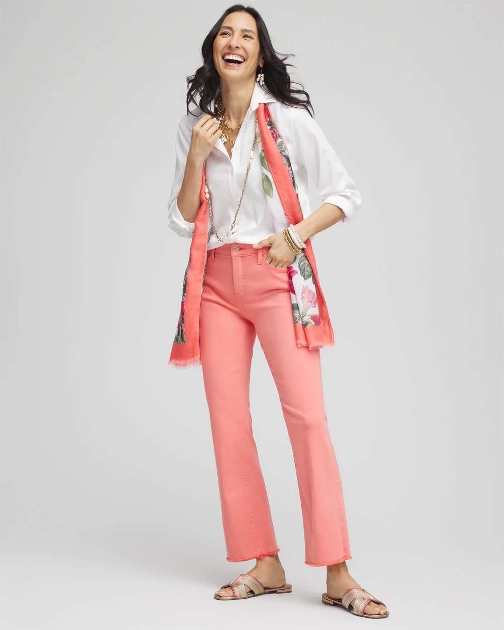 Chico's - Petite Girlfriend Fray Hem Kick Flare Jeans