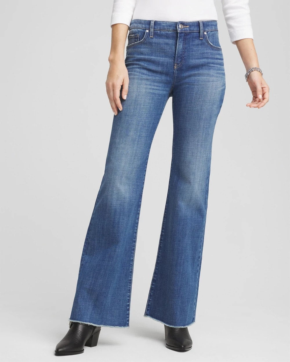Chico's - Petite Girlfriend Frayed Flared Jeans