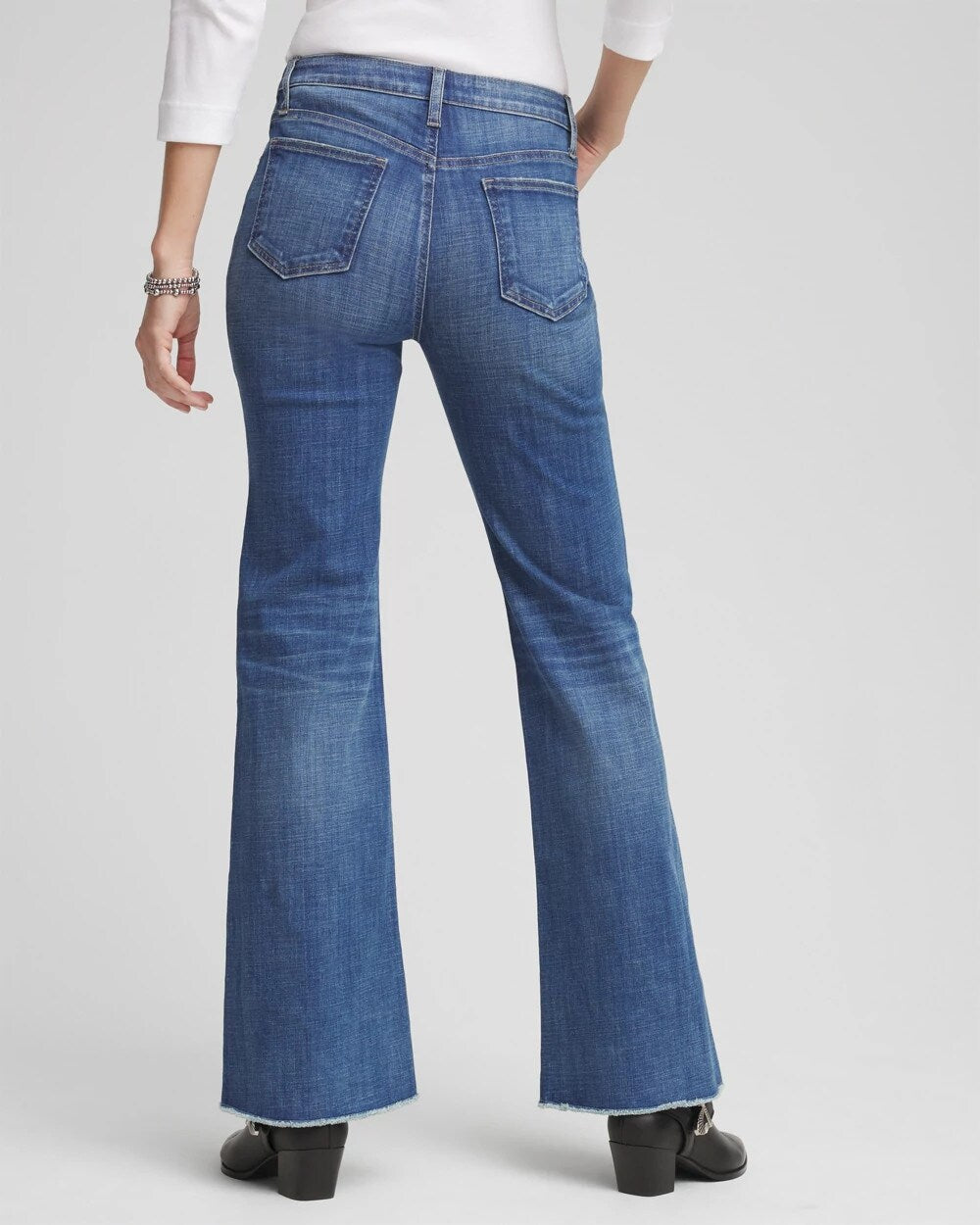 Chico's - Petite Girlfriend Frayed Flared Jeans