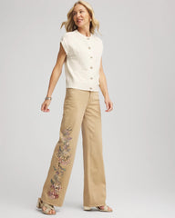 Chico's - Petite Embroidered High-Rise Wide-Leg Jeans