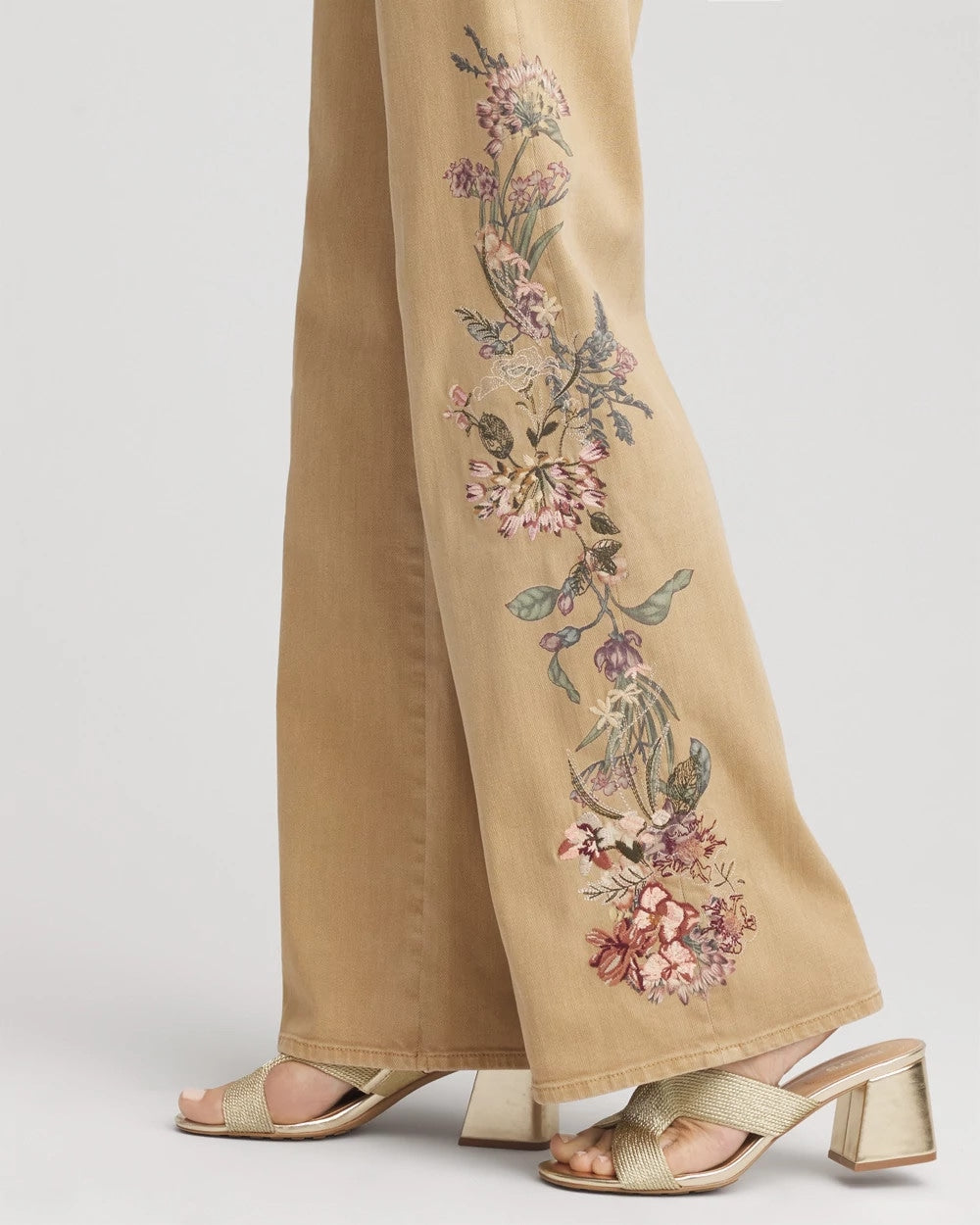 Chico's - Petite Embroidered High-Rise Wide-Leg Jeans
