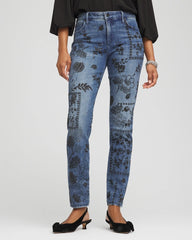 Chico's - Petite Mixed-Media Girlfriend Slim Ankle Jeans