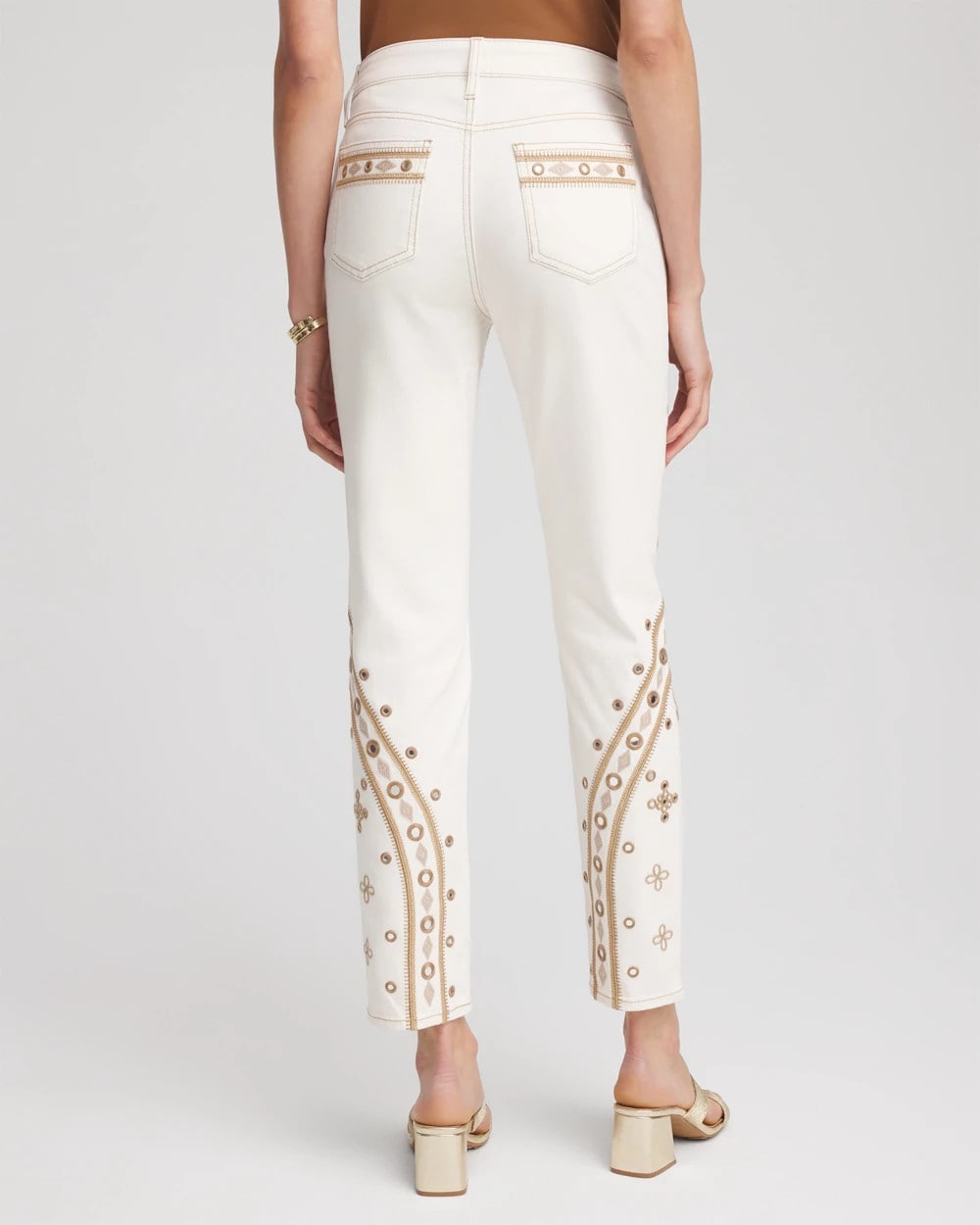 Chico's - Petite Embellished Girlfriend Slim Ankle Jeans
