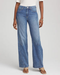Chico's - Petite Appliqué High-Rise Wide-Leg Jeans
