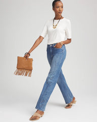 Chico's - Petite Appliqué High-Rise Wide-Leg Jeans