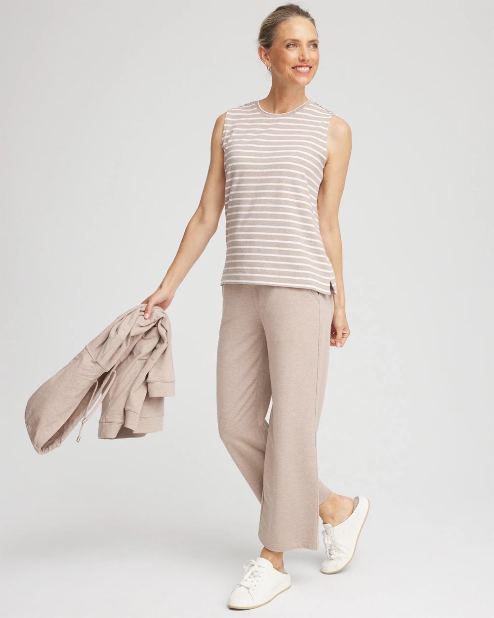 Chico's - Zenergy® UPF Sleeveless Metallic-Striped Tank