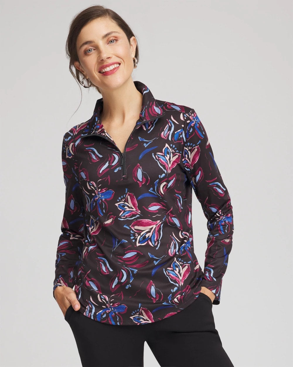 Chico's - Zenergy® UPF Floral Half-Zip Pullover Top
