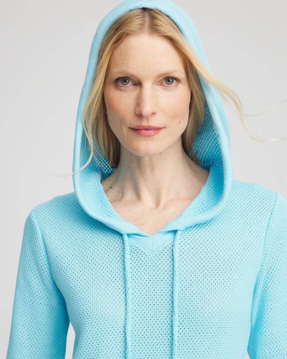 Chico's - Zenergy® Crochet Knit Hooded Pullover Top