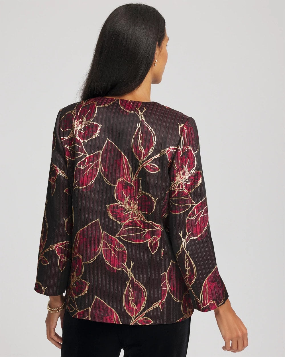 Chico's - Travelers™ Collection Jacquard Foiled Floral Jacket