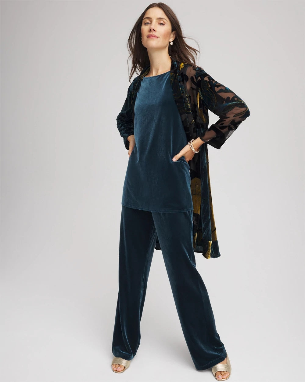 Chico's - Travelers™ Collection Floral Burnout Kimono Jacket