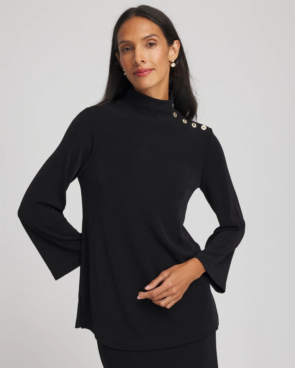 Chico's - Travelers™ Button Mockneck Top