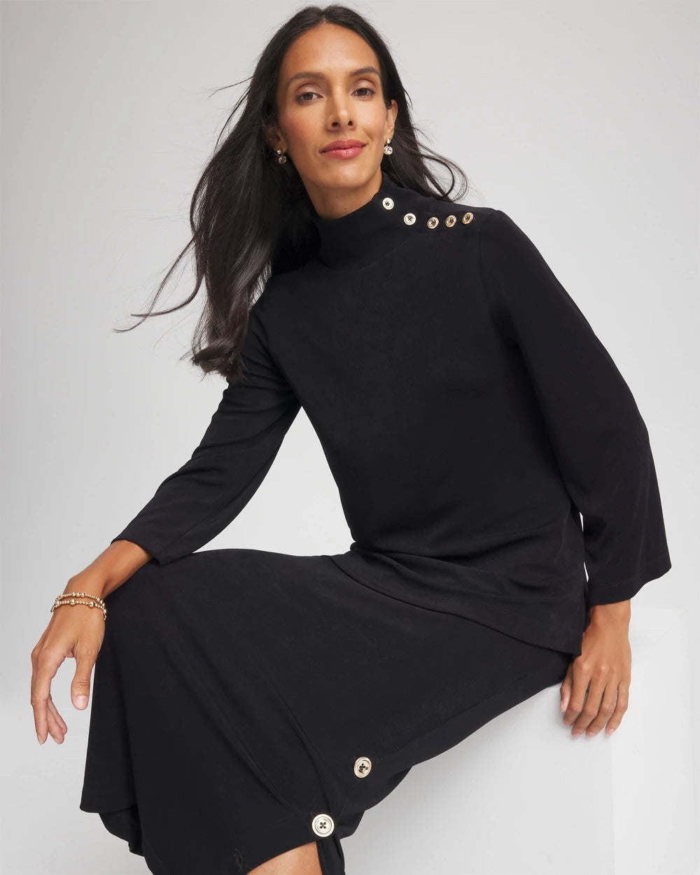 Chico's - Travelers™ Button Mockneck Top