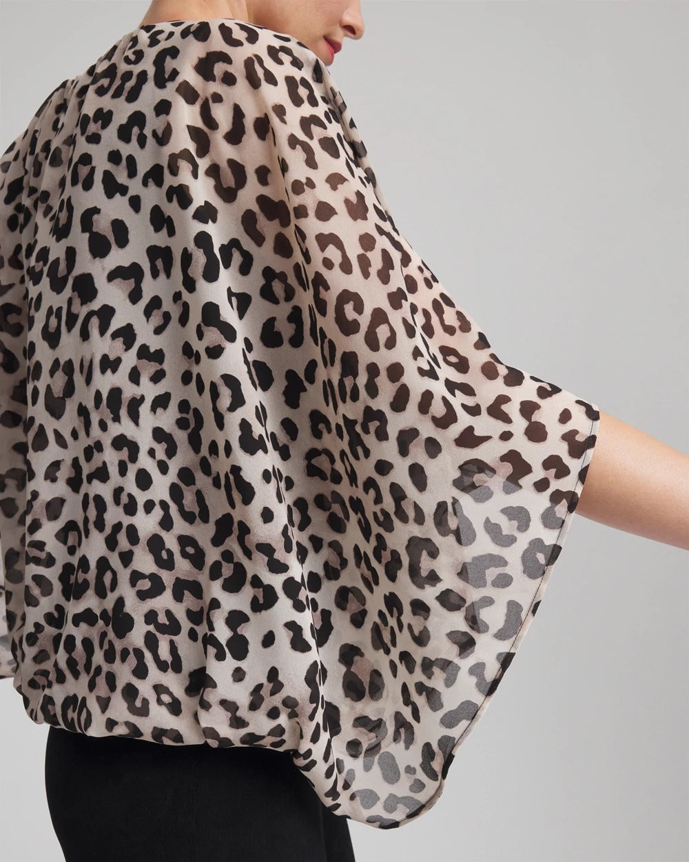Chico's - Travelers™ Animal-Print Bubble-Hem Chiffon Blouse
