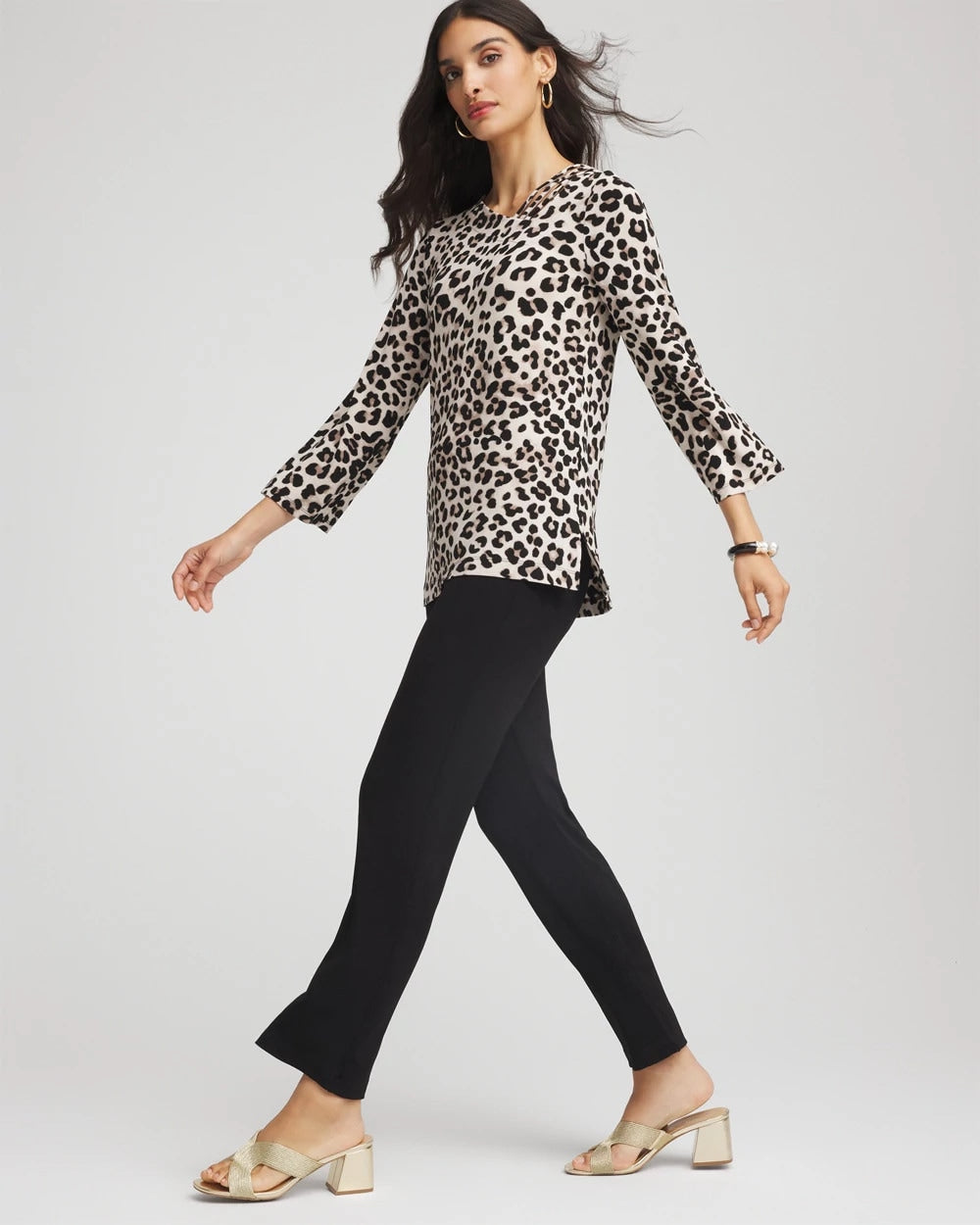 Chico's - Travelers™ Animal-Print Lattice Top