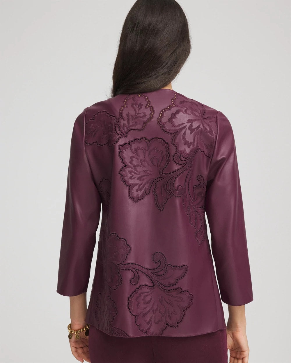 Chico's - Travelers™ Collection Faux Leather Embroidered Jacket