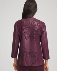 Chico's - Travelers™ Collection Faux Leather Embroidered Jacket