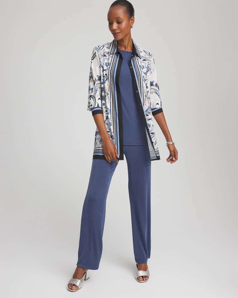 Chico's - Travelers™ Collection Paisley Mesh Shirt Jacket