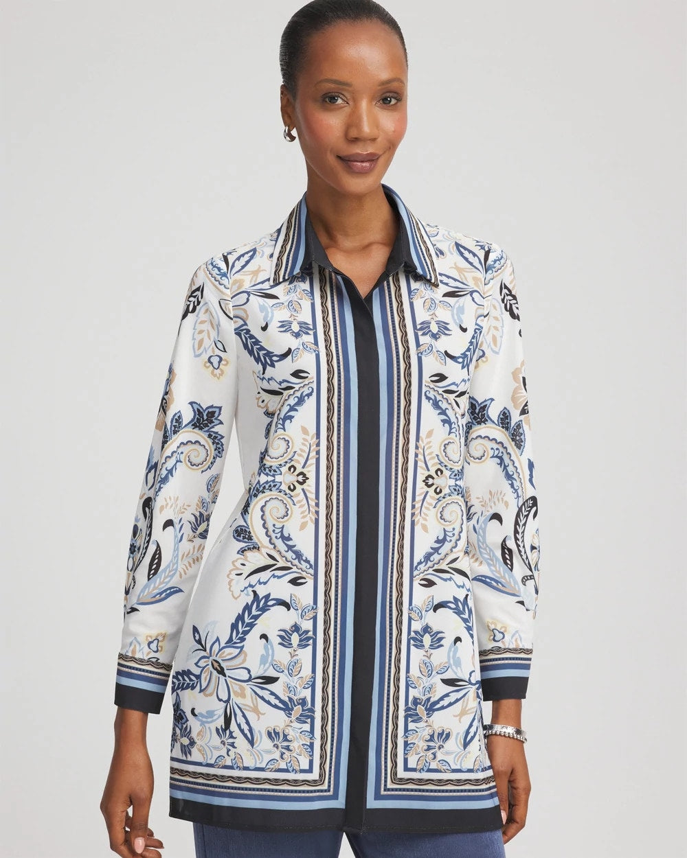 Chico's - Travelers™ Collection Paisley Mesh Shirt Jacket