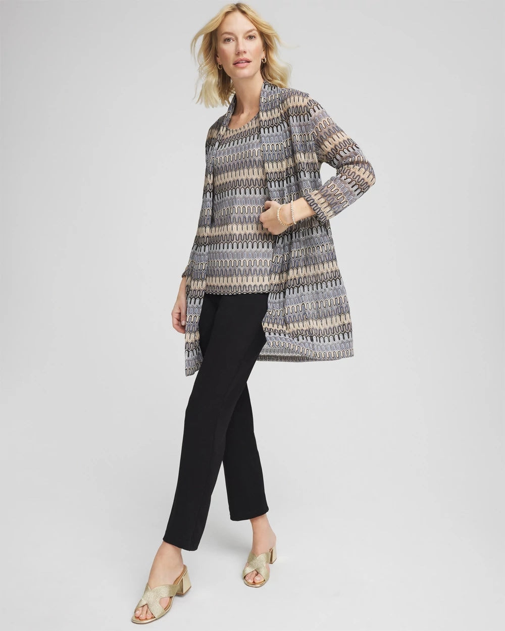 Chico's - Travelers™ Knit Chevron Open-Front Cardigan