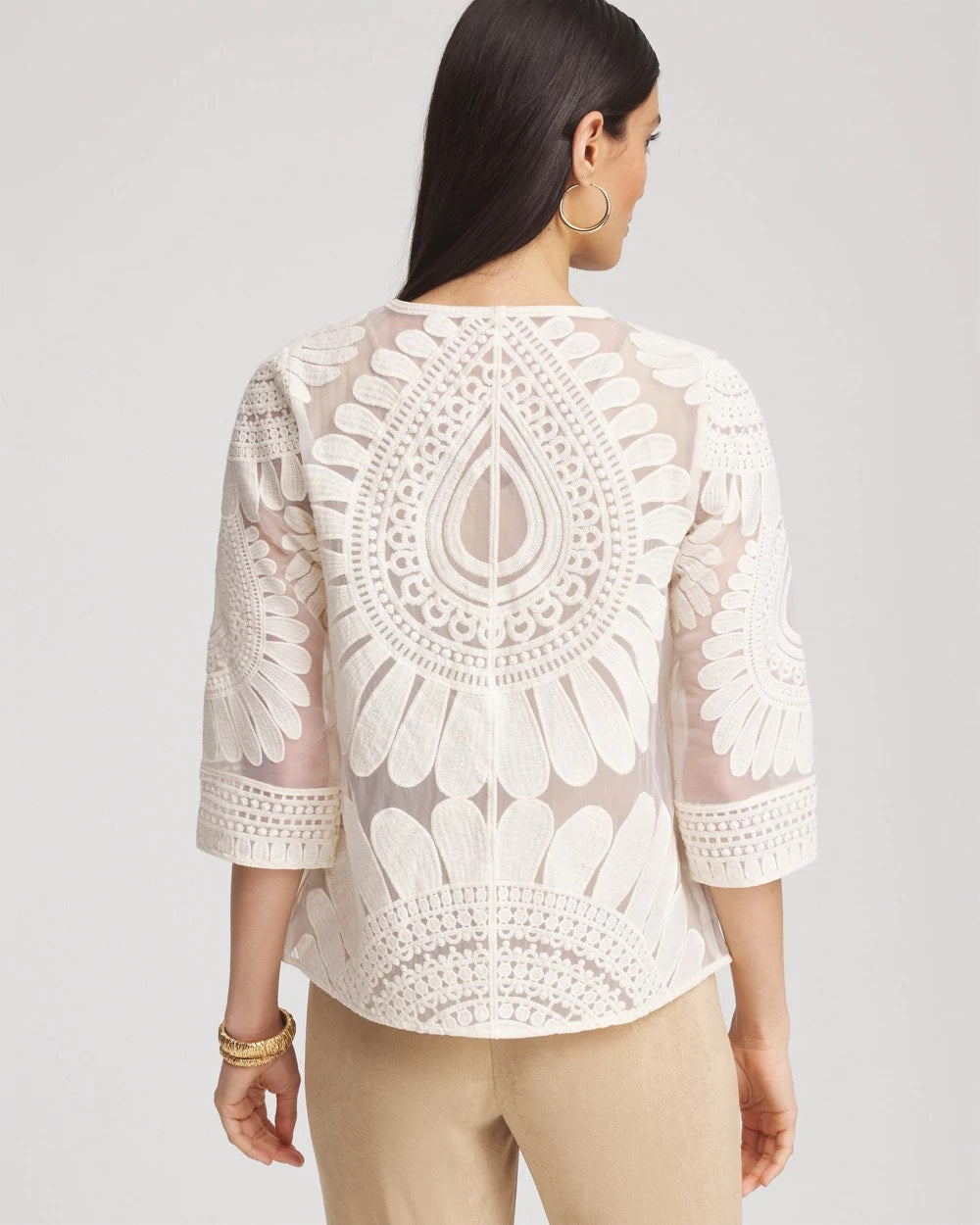 Chico's - Travelers™ Collection Embroidered 3/4 Sleeve Jacket