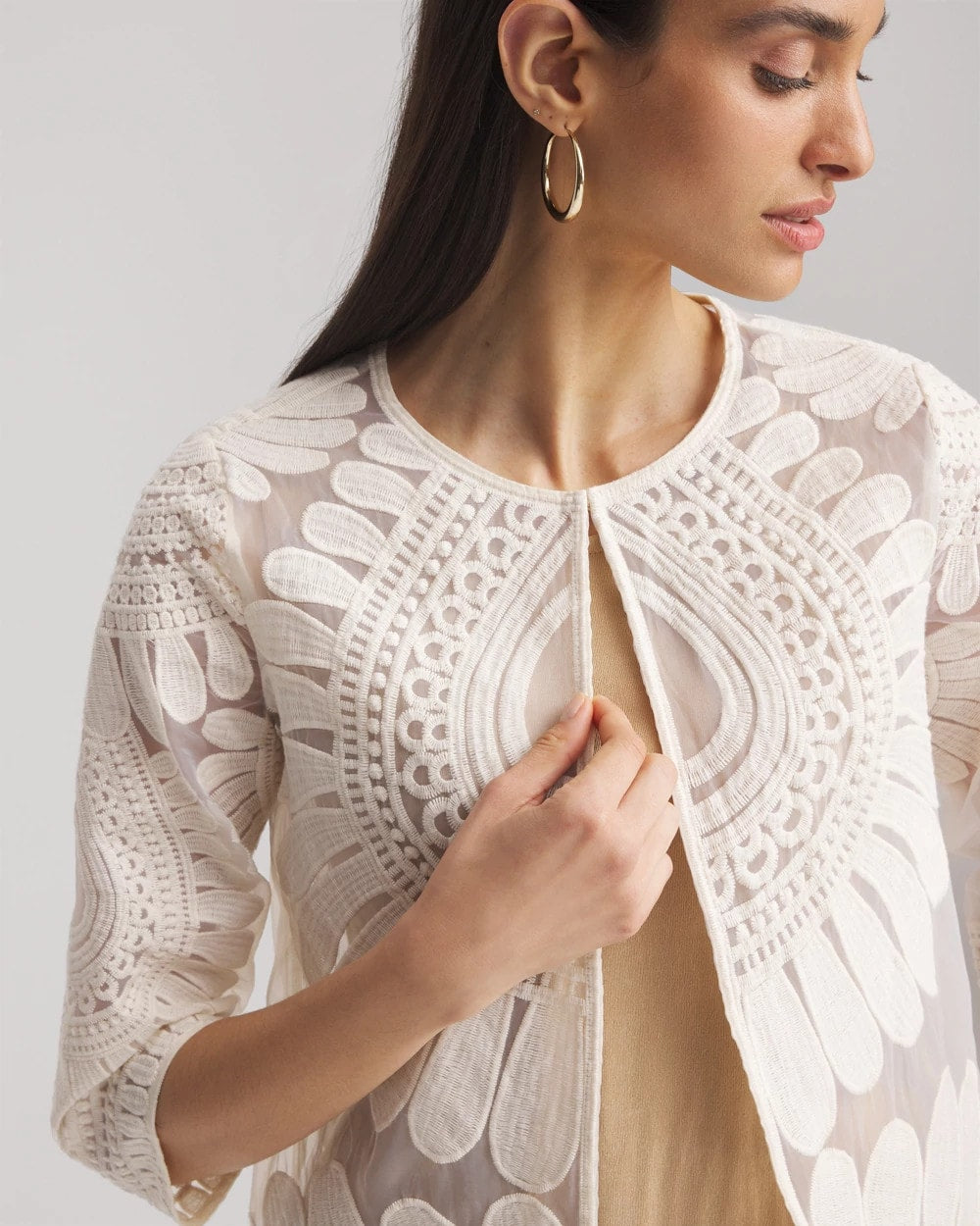 Chico's - Travelers™ Collection Embroidered 3/4 Sleeve Jacket