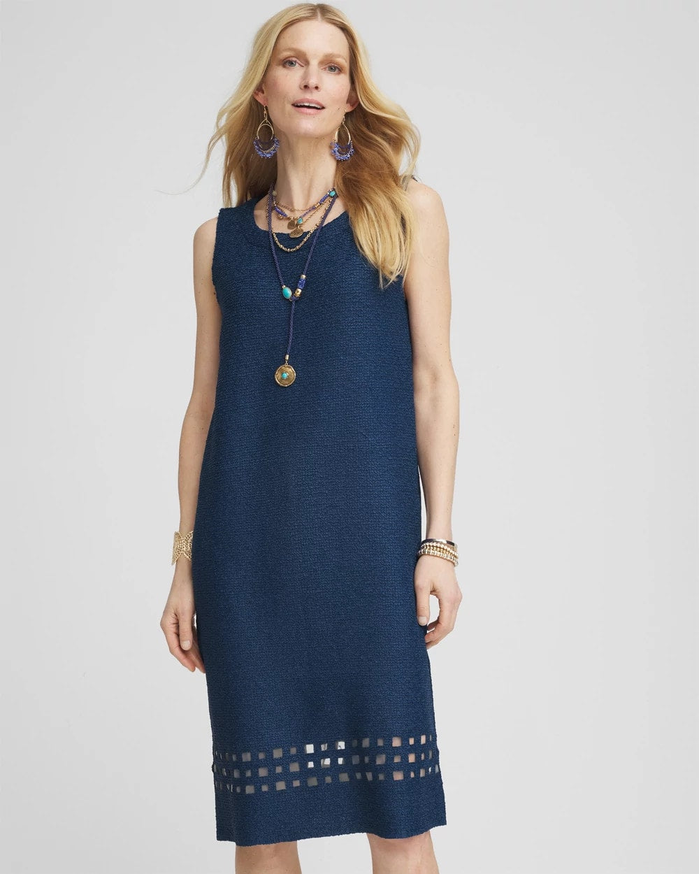 Chico's - Travelers™ Sleeveless Crushed Cutout-Hem Dress