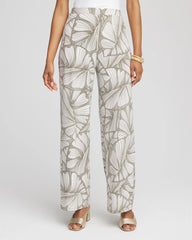 Chico's - Travelers™ Abstract Leaf Print Knit Wide-Leg Pants