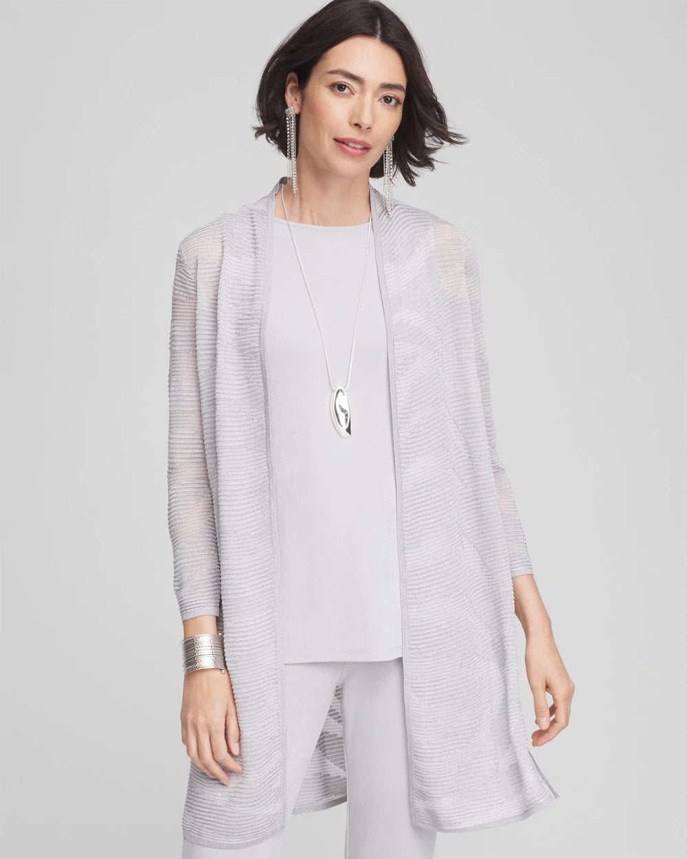 Chico's - Travelers™ Zebra-Motif Metallic Cardigan