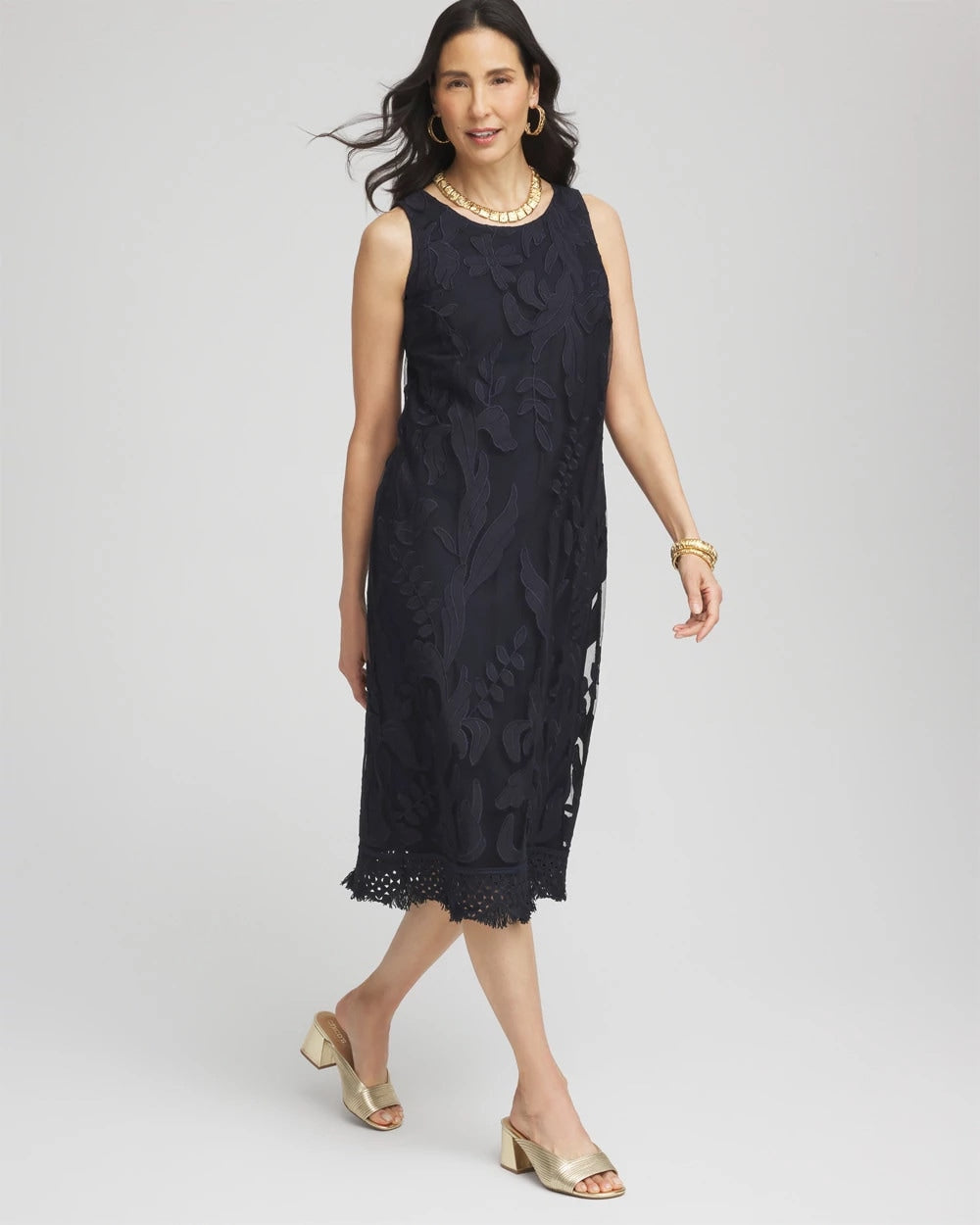Chico's - Travelers™ Mesh Appliqué Midi Dress