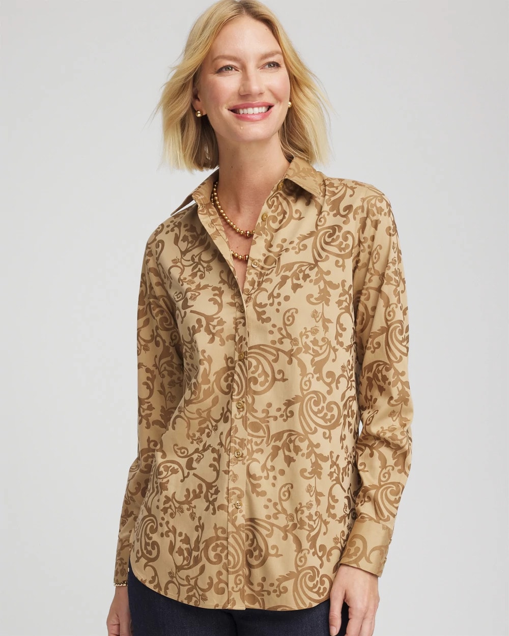 Chico's - No Iron™ Jacquard Scrolls  Shirt