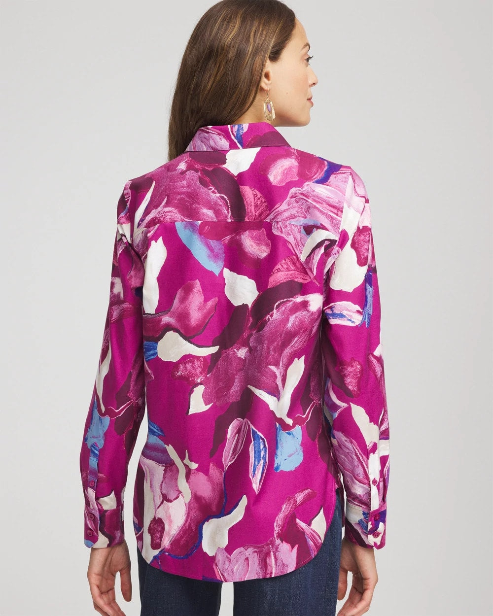 Chico's - No Iron™ Floral-Paint-Print Shirt