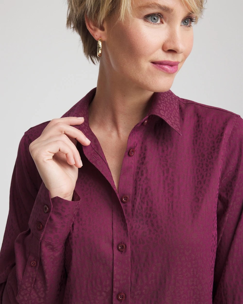 Chico's - No Iron™ Jacquard Chianti Animal-Motif Shirt