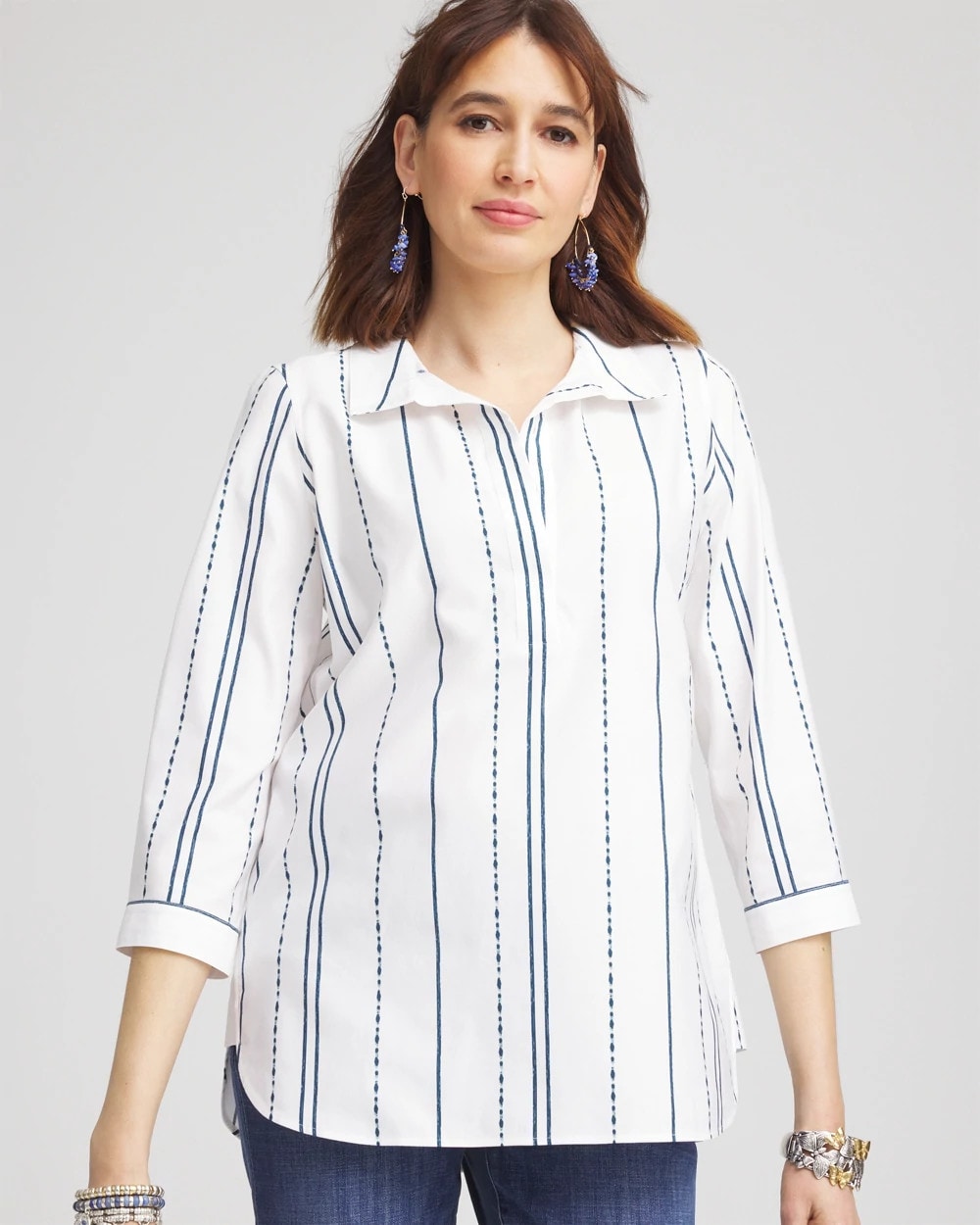 Chico's - No Iron™ Striped Buttonback Stretch Tunic