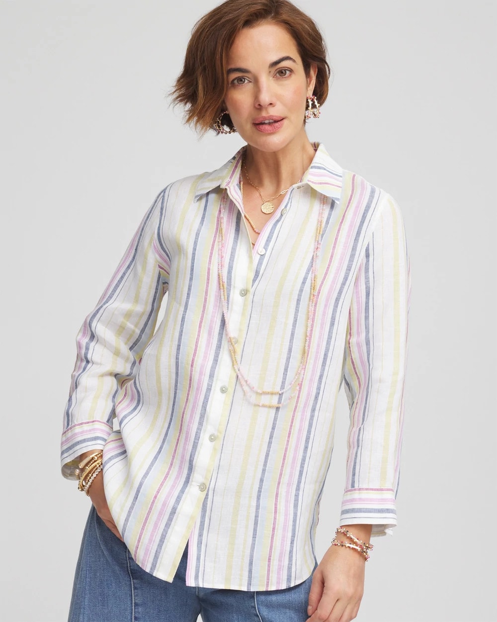 Chico's - No Iron™ Multi Stripe Linen Shirt