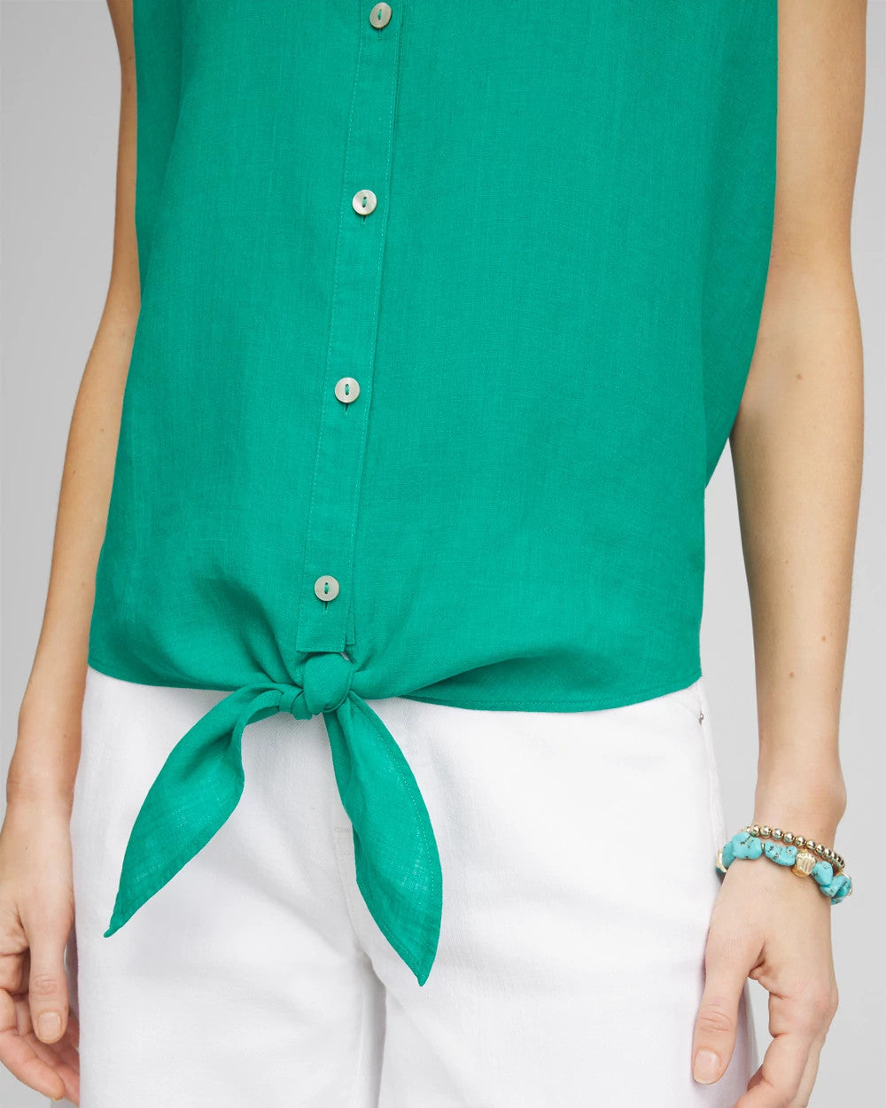 Chico's - No Iron™ Linen Tie-Front Sleeveless Shirt