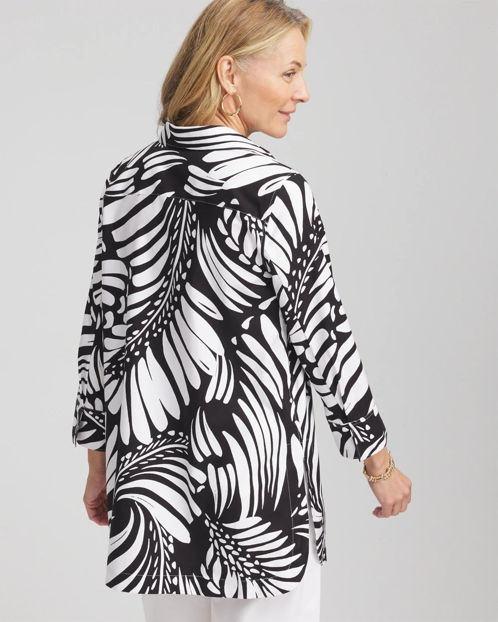 Chico's - No Iron™ Printed Palms Button Down Tunic