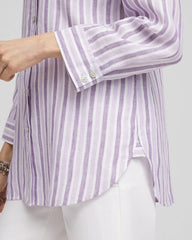 Chico's - No Iron™ Plum Striped Linen Shirt