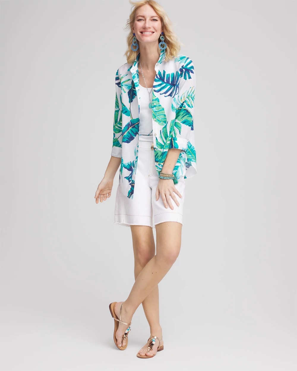 Chico's - No Iron™ Palm Print Linen Shirt