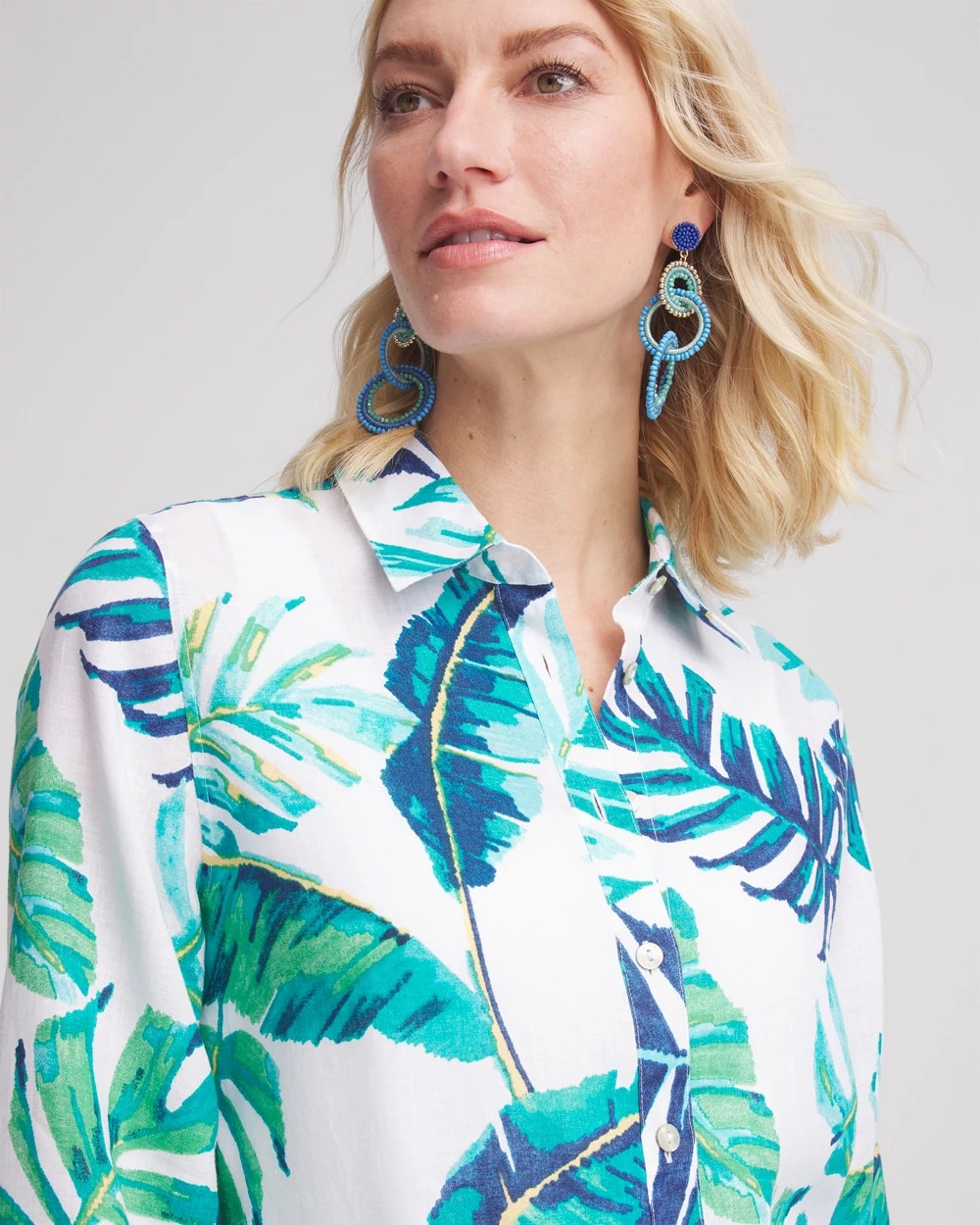 Chico's - No Iron™ Palm Print Linen Shirt