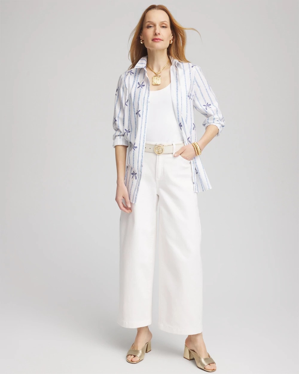 Chico's - No Iron™ Palm Striped Sateen Shirt