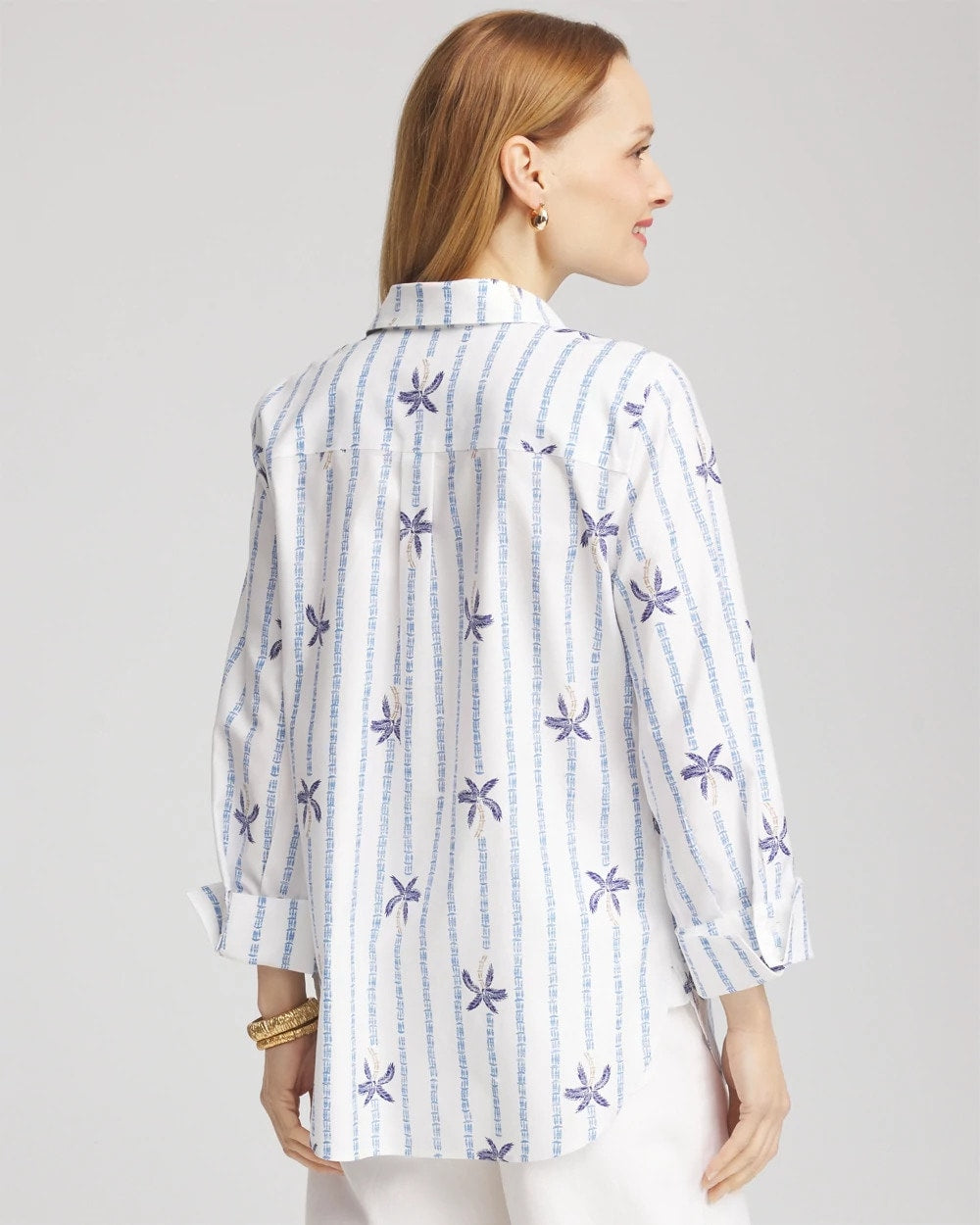 Chico's - No Iron™ Palm Striped Sateen Shirt