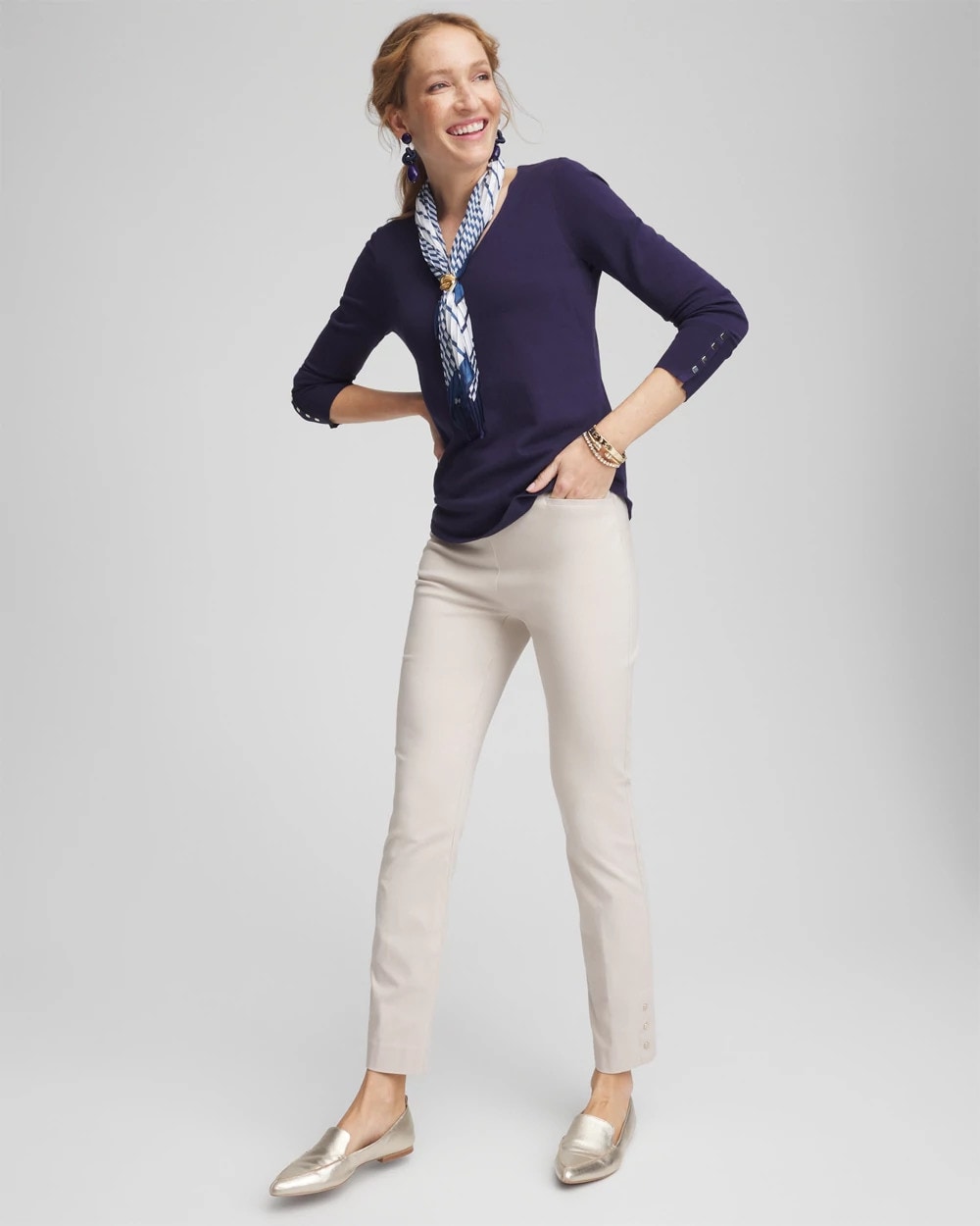 Chico's - Brigitte™ Pull-On Slim Rivet Ankle Pants