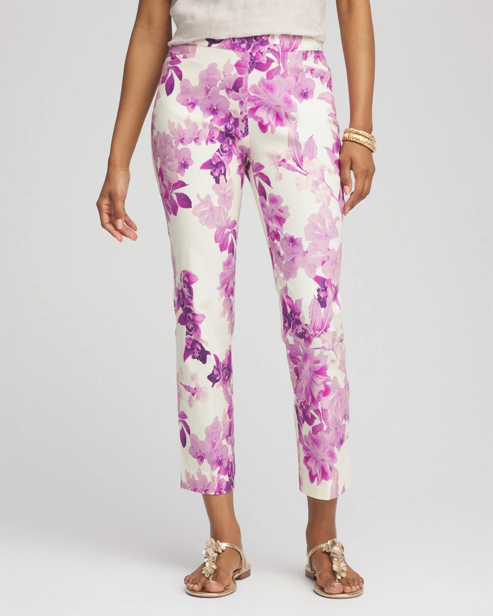 Chico's - Brigitte™ Floral Pull-On Slim Cropped Pants
