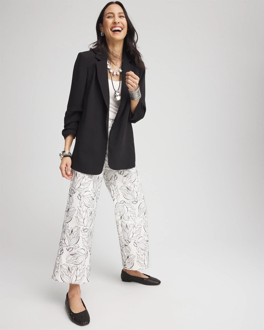 Chico's - Brigitte™ Floral Embroidered Wide-Leg Cropped Pants